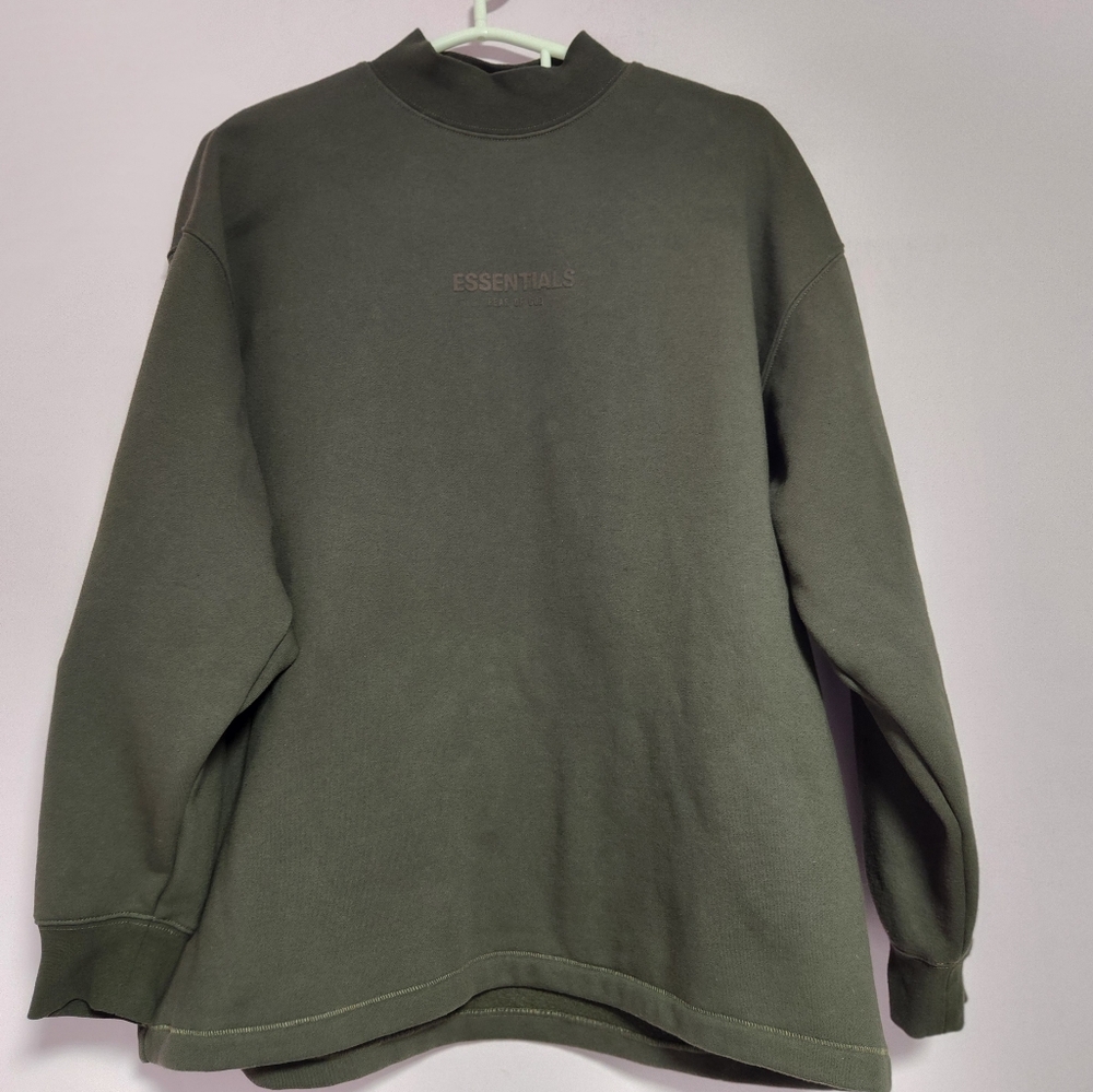 Essentials Green Crewneck Sweatshirts Oversized Fit